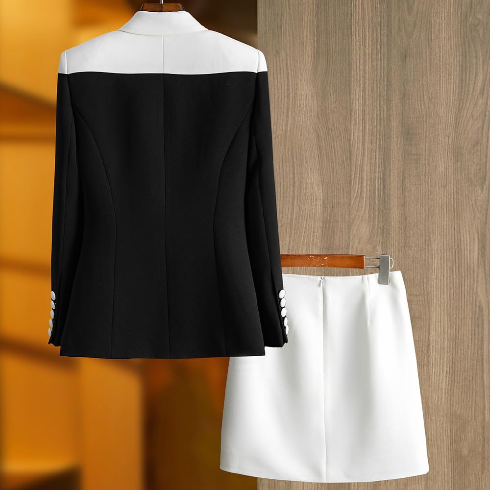 Donna 2-Piece Suit Partita di Colore Giacca e Mini Gonna Un Pulsante Smoking Cosplay Banchetto