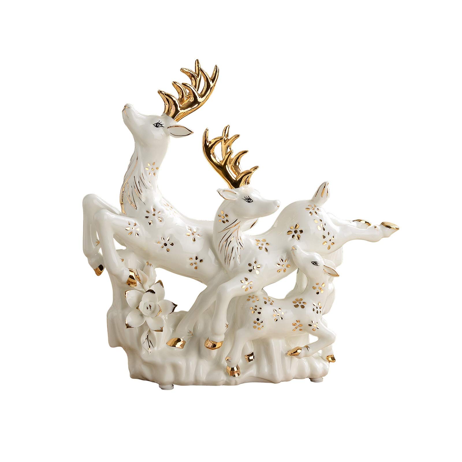 YNIYUJKL Feng Shui Ornaments Ceramic Deer Figurine Hand-Cast Decorative Modern Deer Statue Home Desktop Cabinet Decoration Office Decor And Housewarming Gift Creative Figurine Sculptur