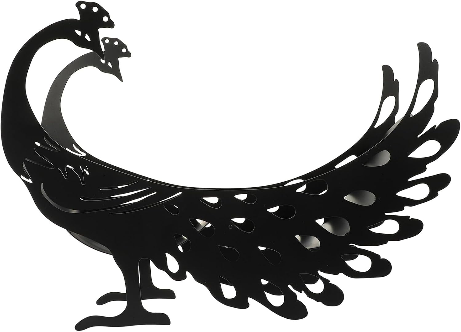 Metal Peacock-Shaped Standing Toilet Paper Holder with Storage Shelf Space-Saving Roll Paper Organizer for Bathroom Kitchen Living Stable Metal Construction Smooth Surface Black