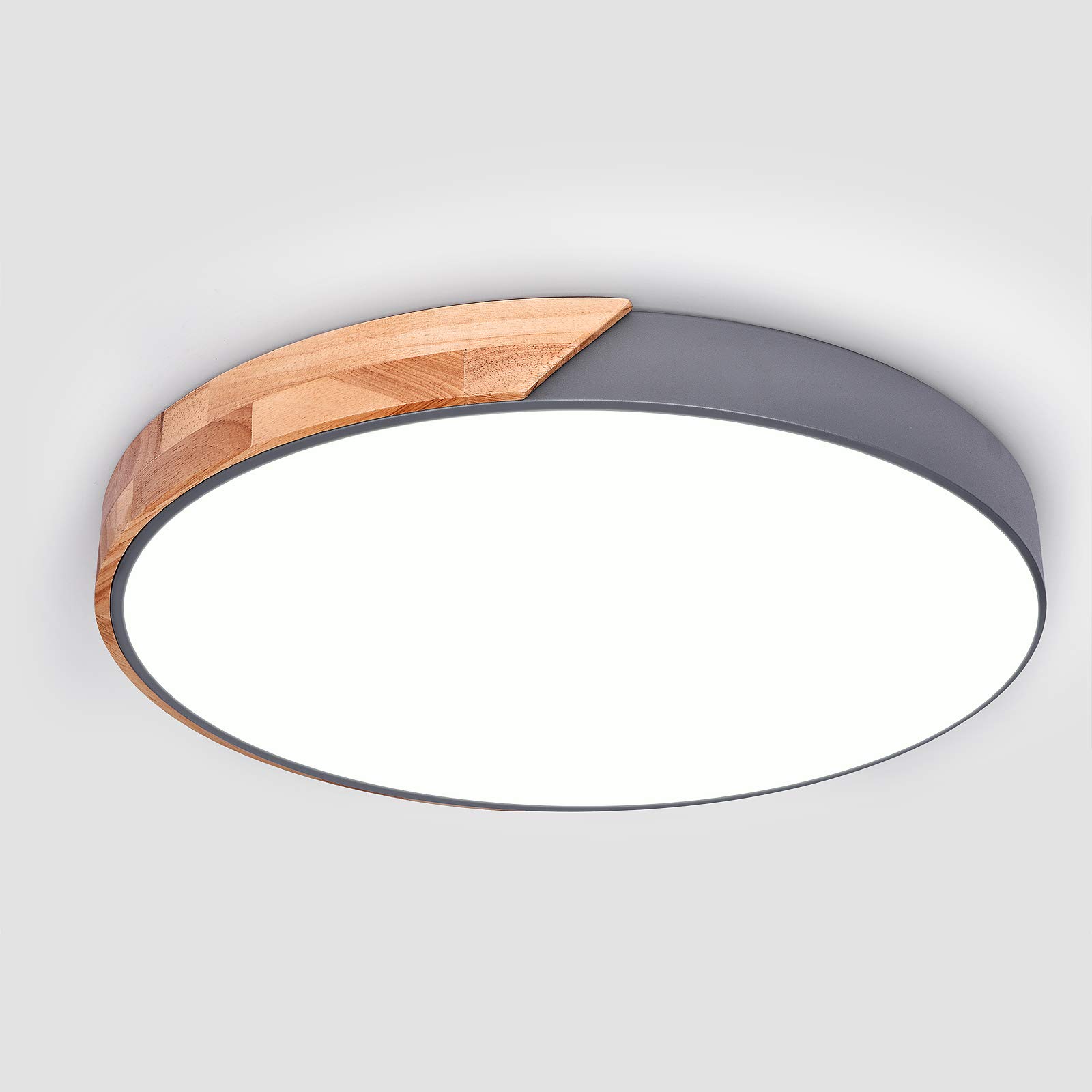 EDISLIVE LED Ceiling Light Dimmable, Modern Flush Ceiling Lights Fitting, Wood Ceiling Lighting for Living Room Bedroom Kitchen Lounge Hallway