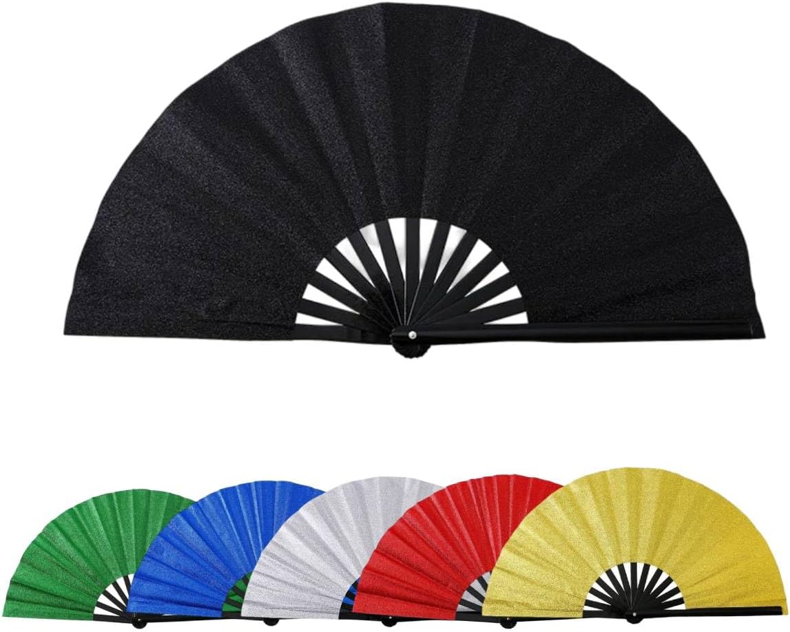 13 in Boots on The Ground Fan, 2025 New Large Holographic Folding Hand Fan Line Dance Popping Fan, Clap Fans for Line Dancin (Mixed Colors x 6 Pcs)