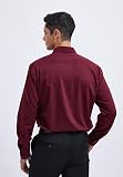 HISDERN Men's Long Sleeve Burgundy Shirt Business Bamboo Fiber Dress Shirt Regular Fit Non Iron Shirt with Pocket,L - 4
