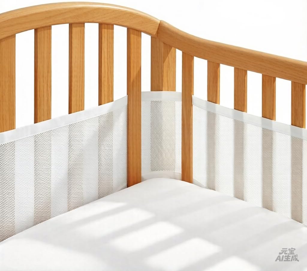 Full-Size Crib Breathable Mesh Liner, 3mm Classic Mesh, White, Baby-Safe (4FS Covers 3 or 4 Sides)