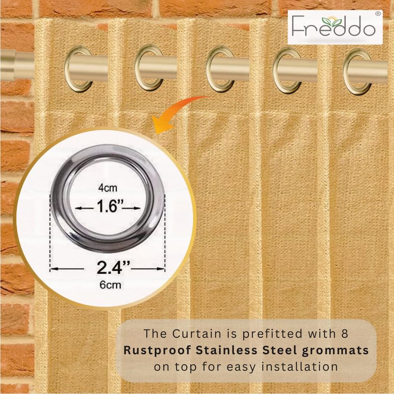 Image of FREDDO-PE 85% Indoor /Outdoor Sun Blocking Balcony Eyelet Curtains UV Protection, Sun Shading Light Filtering, Temperature Reducing for Window /Door (Beige Color | 4.5 X 5 Ft) Pack of 1 Piece