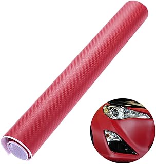 FAVOMOTO 3D Estéreo de Fibra de Carbono Sarja Carbono Adesivo de Fibra de Carbono Carro Vinil Diy Embrulho Papel Rolo de Papel Adesivo de Filme Decoração (Vermelho)