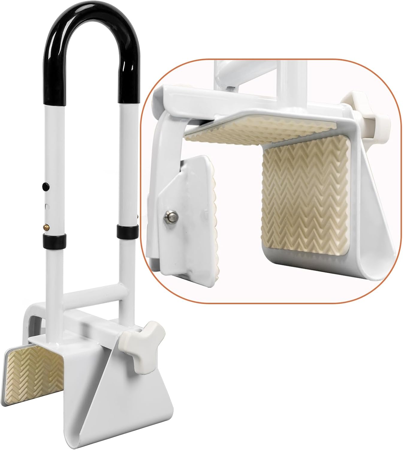 Adjustable Bathtub Safety Rail for Elderly, Tub Grab Bar for Bathroom, Assistance Bathtub Handle Clamp for Seniors Bath Handles Support and Fall Prevention, White