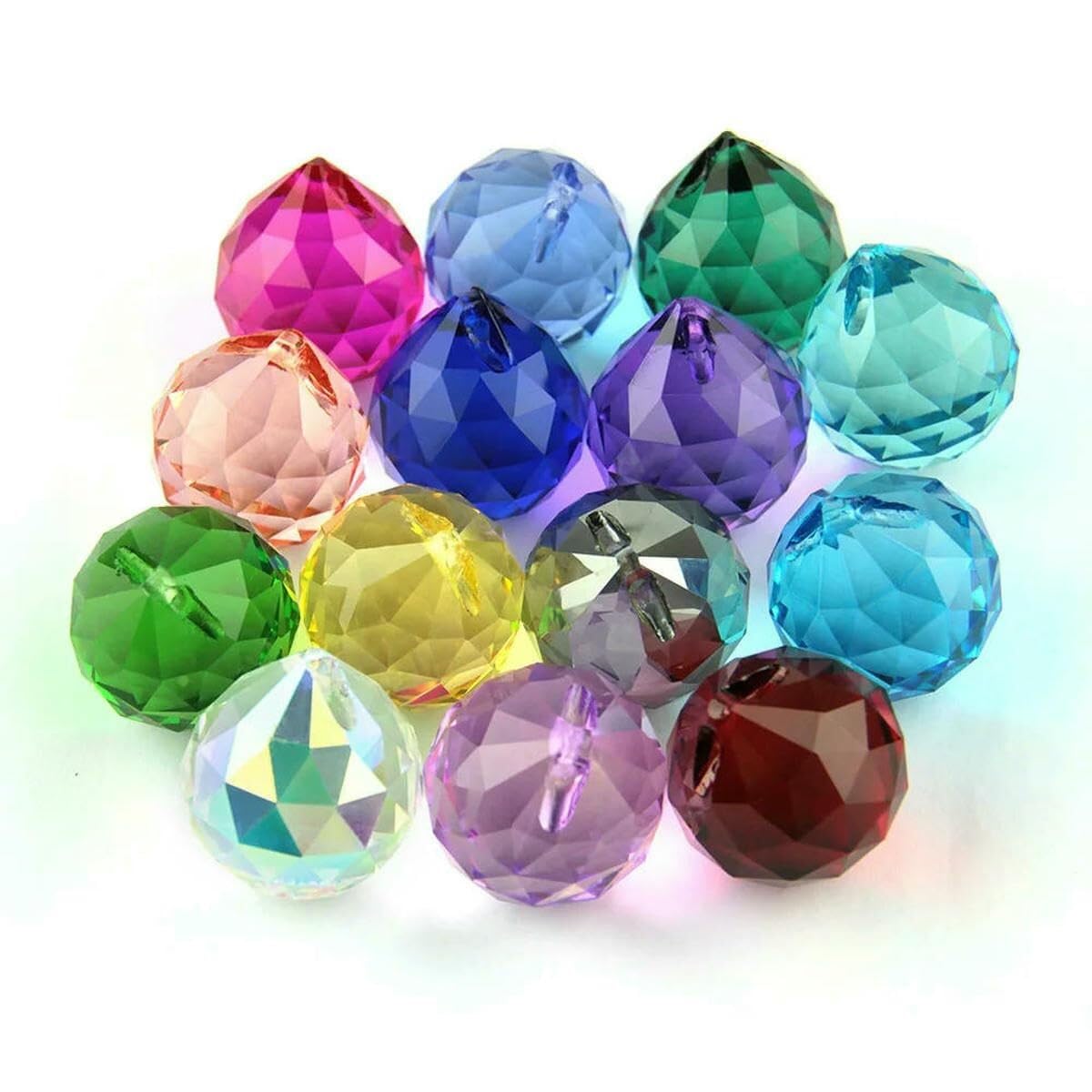 10 sztuk kryształowych fasetowanych pryzmatów kulowych do żyrandoli, kolorowy łapacz słońca, feng shui, kryształowa kula 20 mm 30 mm 40 mm czerwony (fioletowy, 30 mm 10 sztuk)