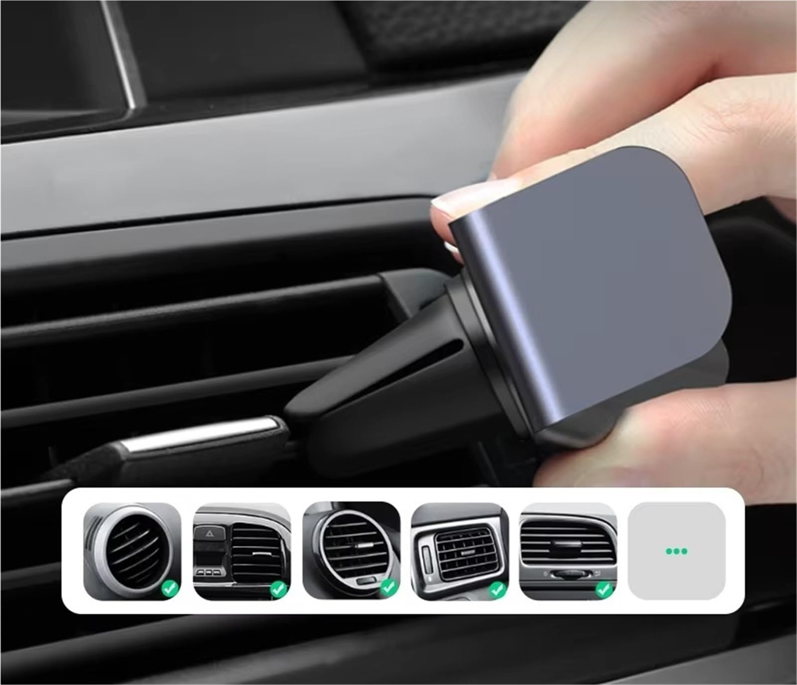 para Xiaomi Universal Phone Car Holder Stand UGREEN Car Phone Holder Soporte para Teléfono Móvil Air Vent Phone Stand Soporte Móvil Coche(Metal Black-1piece)