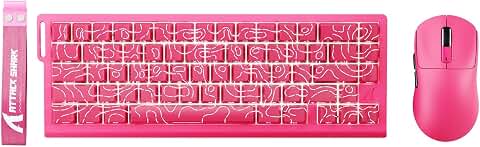 ATTACK SHARK X68 HE Clavier Magnétique Filaire avec X3 Souris Gaming sans Fil, Clavier Rapid Trigger 8KHz, Précision RT de 0,01 mm, Souris SUPERLIGH, Capteur PAW3395, 26 000 DPI – Contours Roses