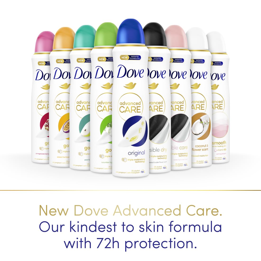 Dove Advanced Care Original Deodorante spray, fornisce fino a 72 ore di protezione dal sudore, 6 x 150 ml