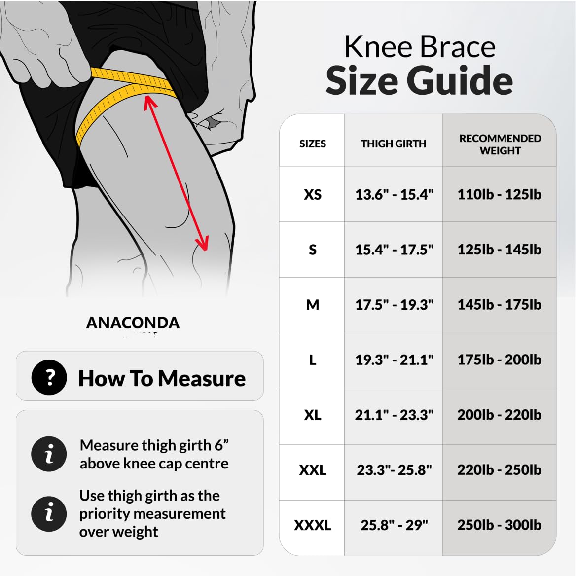 Anaconda Fightwear - Rodillera estabilizadora - Manga de soporte de compresión con estabilizadores de resorte para absorción de impactos y salud de las articulaciones - Se adapta a la pierna izquierda