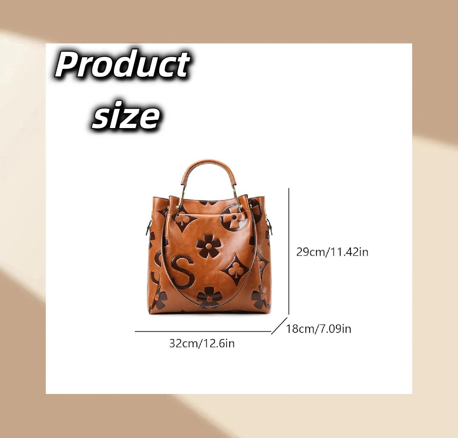 Floral Embossed Leather Handbag For Women,Retro Embossed Tote Bag,For Work & Everyday Crossbody Bags - Image 9