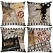 7COLORROOM 7ColorRoomVintage-Kino-Kissenbezüge, Filmkino-Poster mit Popcorn, Projektor, Klappe, Sternmuster, Heimdekoration, Couch-Kissenbezug, 45,7 x 45,7 cm, 4er-Set (Film 4P)