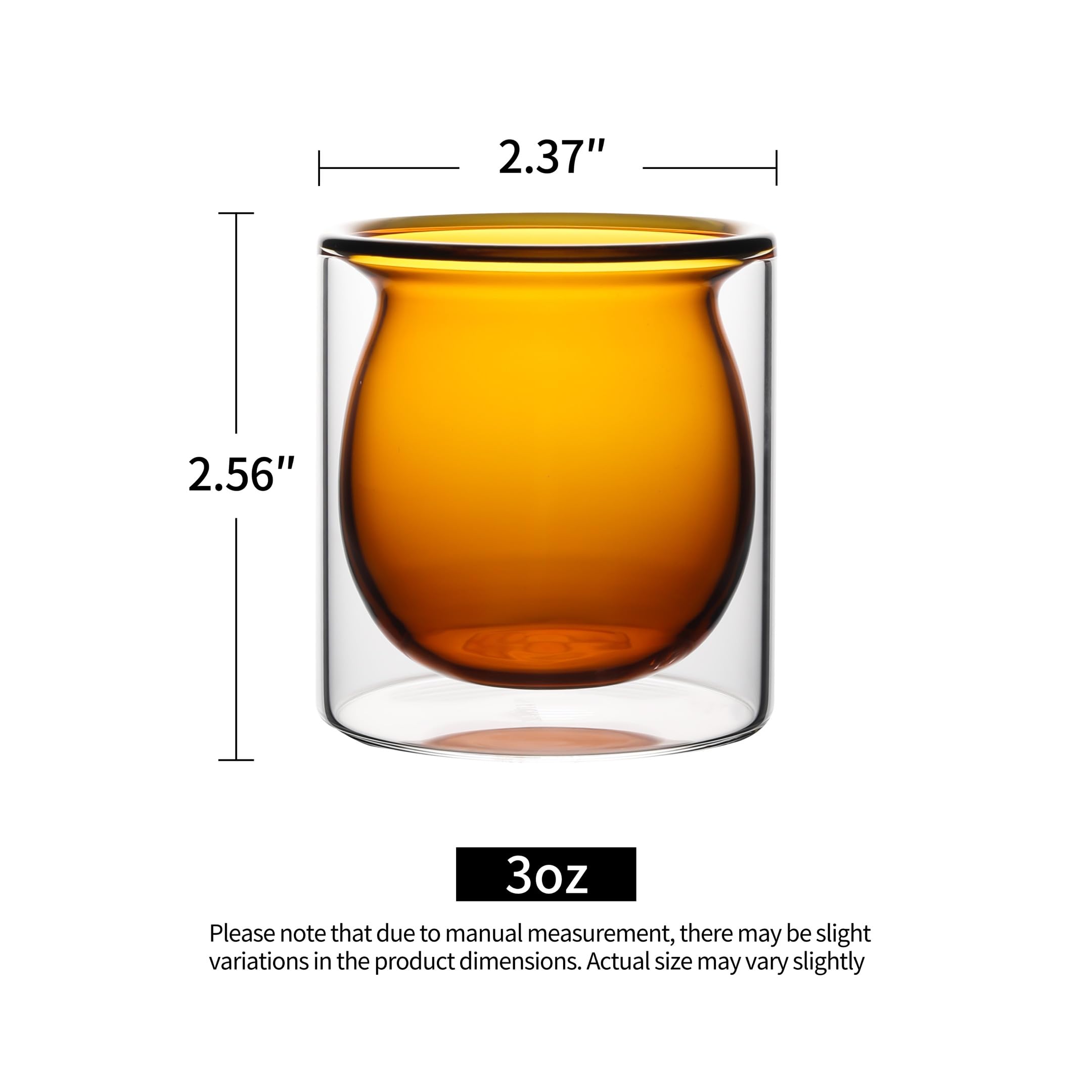 NIRA.Z 3oz Double Wall Glass Espresso Cups – Set of 4 Colorful Insulated Borosilicate Glass Coffee Shot Glasses, Demitasse Cups for Espresso, Latte, Macchiato, Heat Resistant, Ideal for Home & Office