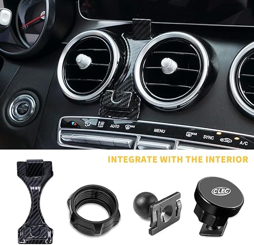 Miniatura 5 de Soporte magnético para teléfono para automóvil, rotación de 360, ajuste magnético para Mercedes Benz C y GLC Clase 2016-2022, soporte ajustable para