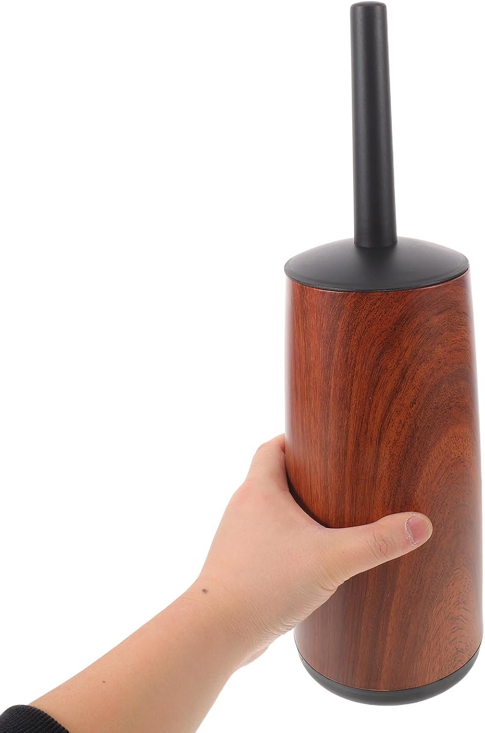 Mikinona Toilet Brush Set: Wood Grain Toilet Bowl Cleaner with Holder - Washroom Crevice Brush for Household Use - Bathroom Scrubber for Remove Hard Water Stains Brown