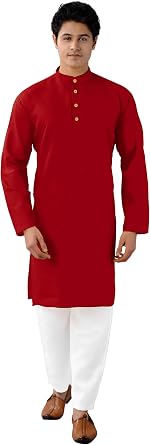 Chandrakala Men's Tunic Cotton Kurta Pajama Set Indian Casual Yoga Dress MK101