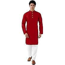 Men's Tunic Cotton Kurta Pajama Set Indian Casual Yoga Dress (MK101)