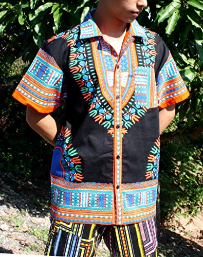 RaanPahMuang Pure Cotton Hawaiian Shirt Large Collar in African Dashiki Artwork3