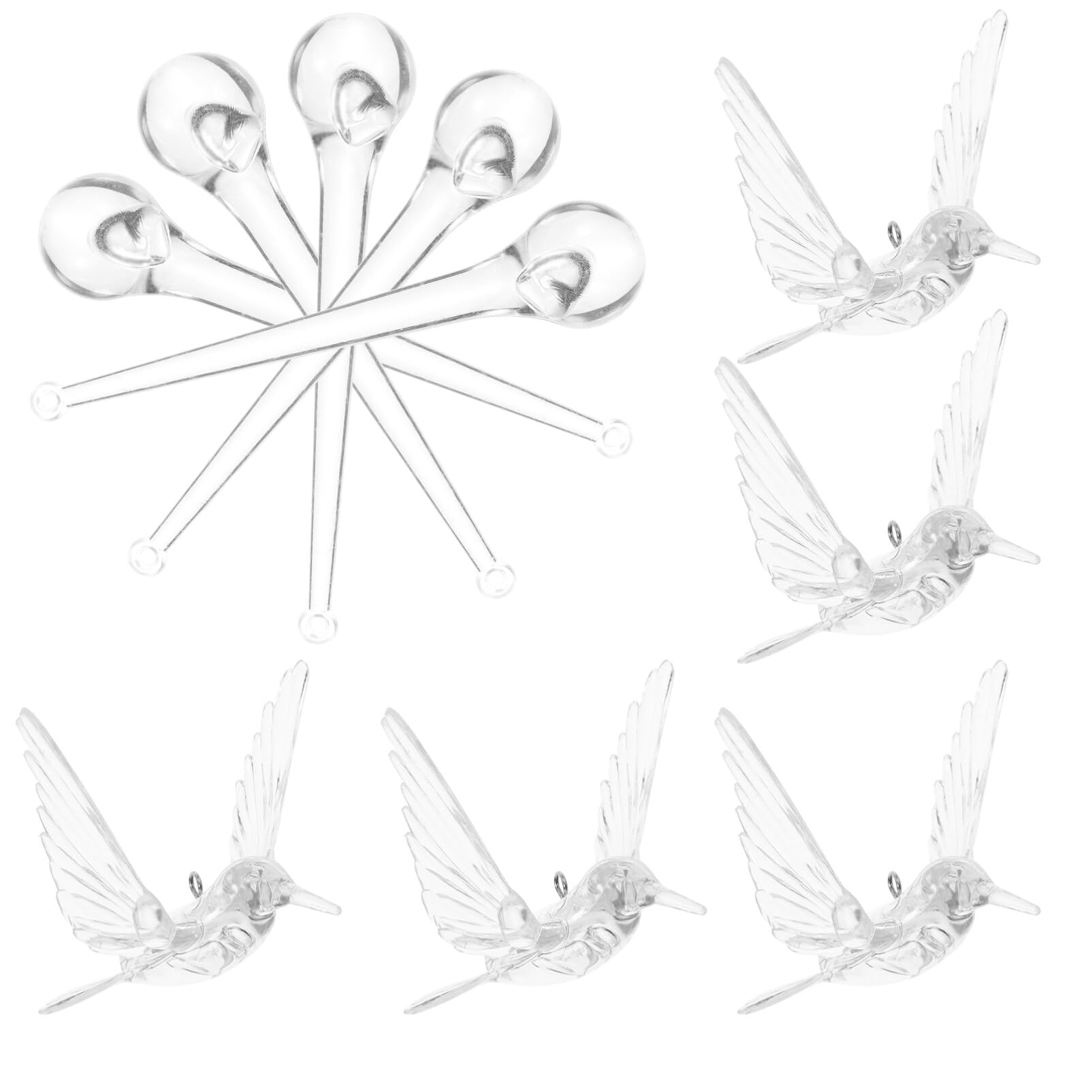 20 Adornos de colibrí de cristal acrílico colgantes transparentes HOMSFOU para lámparas