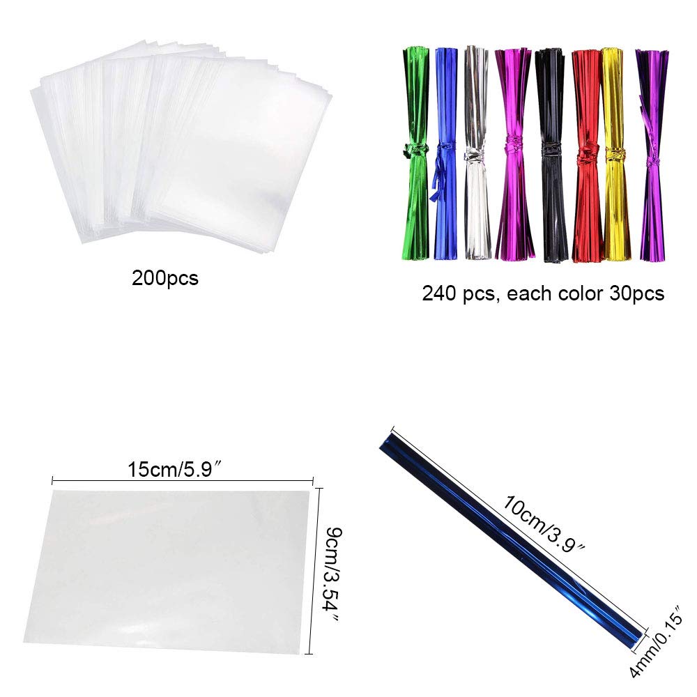 HO2NLE 200pcs Sachet Bonbons Anniversaire 9X15cm Sachet