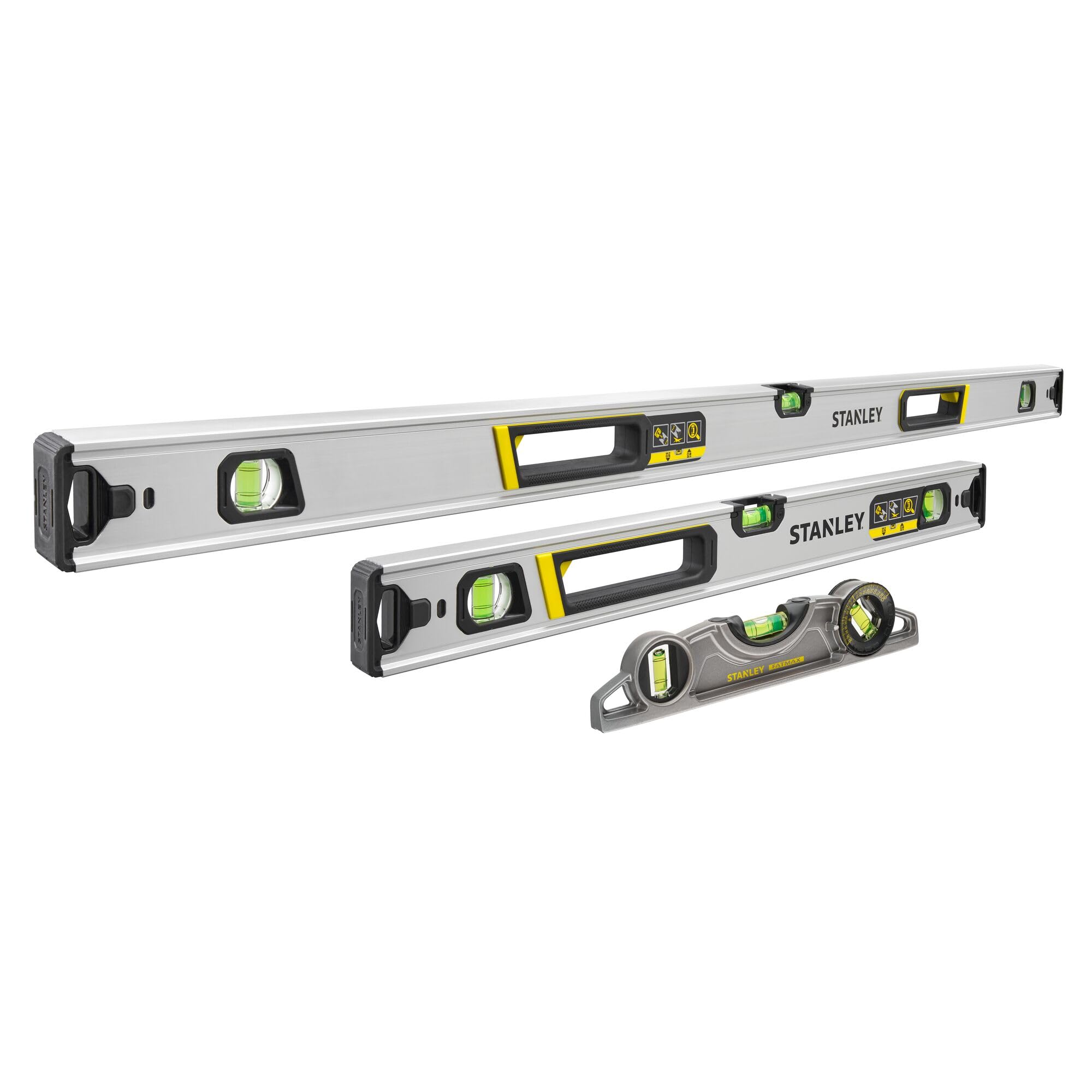 STANLEY Le pack à trois niveaux STANLEY FATMAX XTREME comprend un niveau de poutre de caisson de 60 cm, de poutre de caisson de 120 cm et un niveau de torpille magnétique, FMHT43681-1