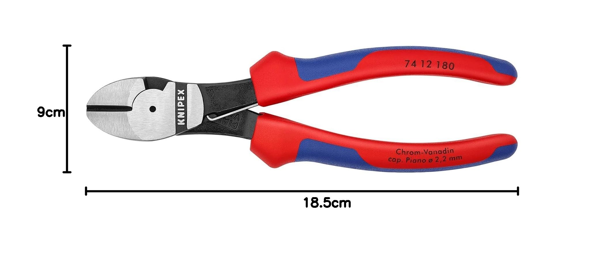 KNIPEX Alicates de corte diagonal de fuerza con mangos confort 180 mm, 74 12 180