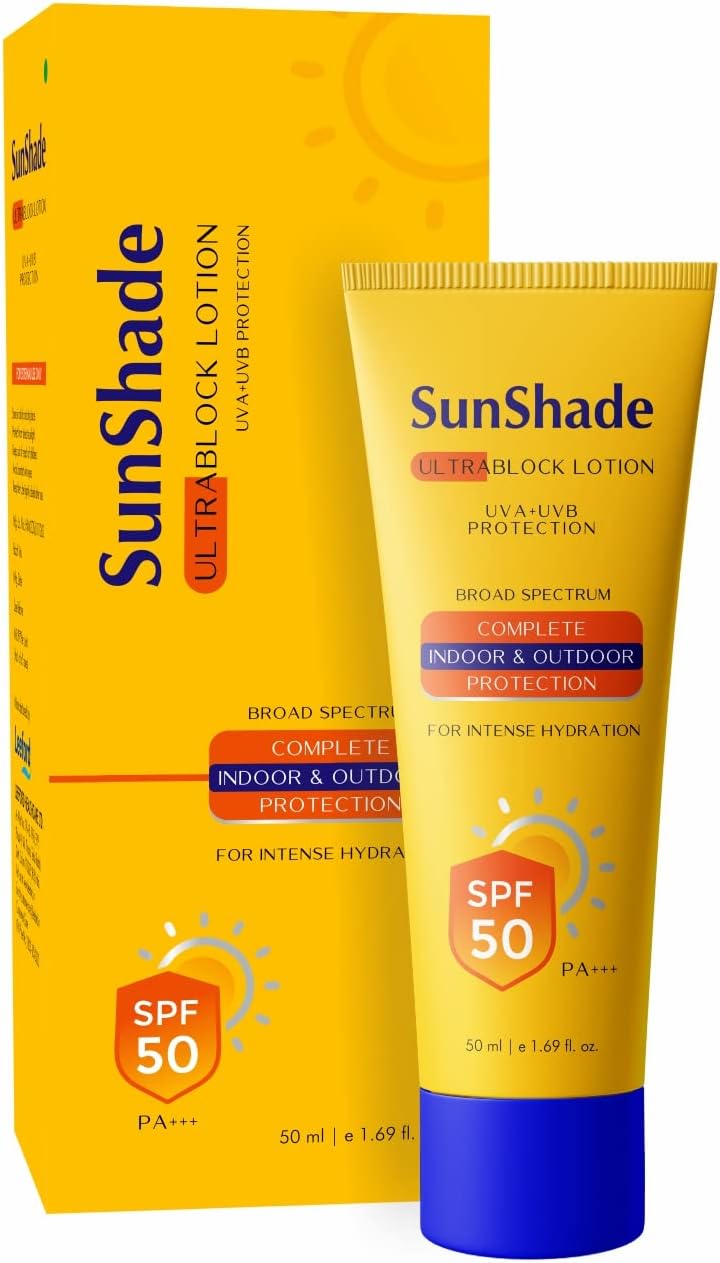 Leeford SunShade Sunscreen Lotion SPF 30 PA+++ | Ultra Light, Non-Greasy, No White Cast Sun screen for Men & Women for Face & Body, Water Resistant Sun Block for All Skin Types 50ml