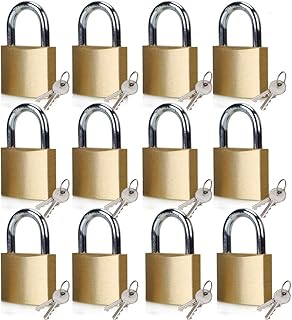 ABRAFOX Lock Solid Brass Keyed Different Padlock-12pack(24 Keys)