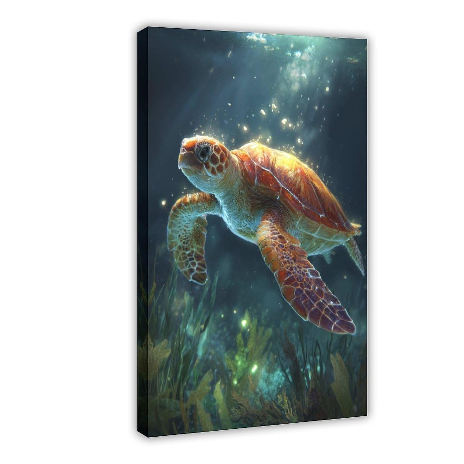 Qnvjqkdsi Frame Underwater Sea Turtle Art Canvas Poster Bedroom Decor Landscape Office Room Decor Gift 8" L X 12" W