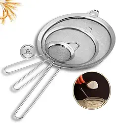 Kit com 3 peneiras em aço inox tamanhos P, M e G, com suporte para panelas e travessas, acabamento refinado, resistente, compatível com lava-louças – Qualidade Premium LNSTORE