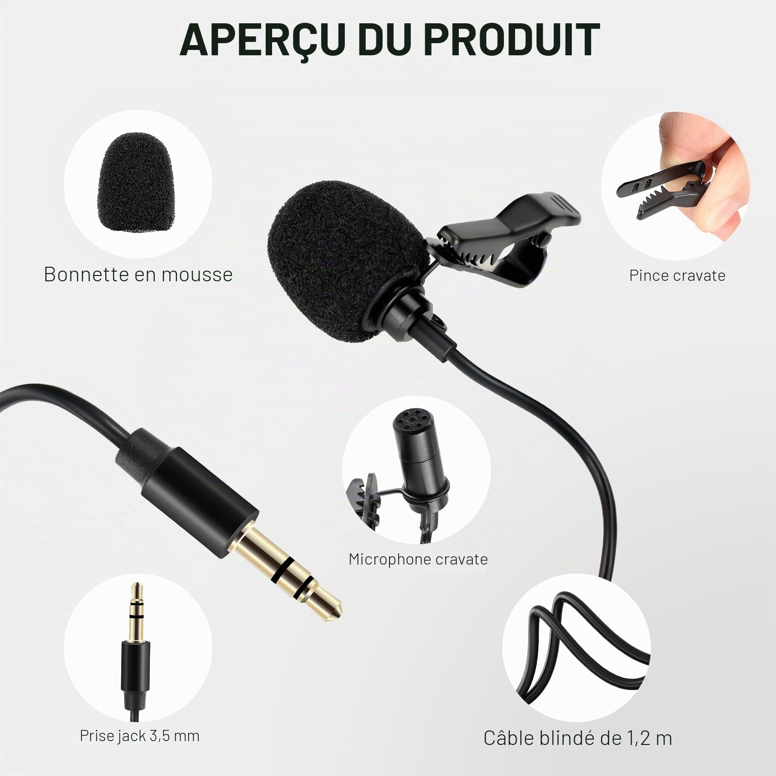 NEEWER Lot de 2 Microphones Cravate à Condensateur Omnidirectionnel Filaire à Clipser pour scène, Youtube en Direct, Compatible avec Rode Wireless GO II 2 DJI l'émetteur de Micro sans Fil, CM5