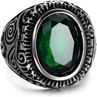 Rostfritt stål ring män stor 54 (17.2) – 70 (22.3), silver svart ring personlig vintage filigran med blå zirkonium patritringar vänskapsring för bästa vänner, Kubisk zirkonia,