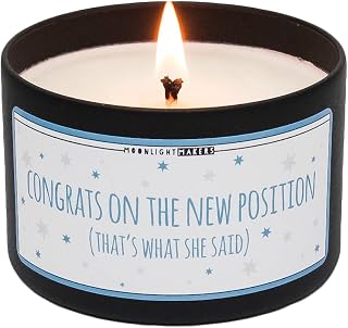 Fun Scented Candle - Handmade Soy Wax Candles, Women Gift for Friends & Sister, Birthday Gifts Candles, 25+hr Burn Non-Toxic - 8oz Sandalwood Scent, Congrats On Your New Position