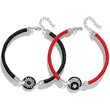 GAUEIOUR Sun Moon Couple Bracelets, Matching Braided Rope Love Jewelry for Couples, Adjustable Distance Relationship Matching His Hers Alloy Valentines Day Jewelry Gift Wrist Bracelet Set