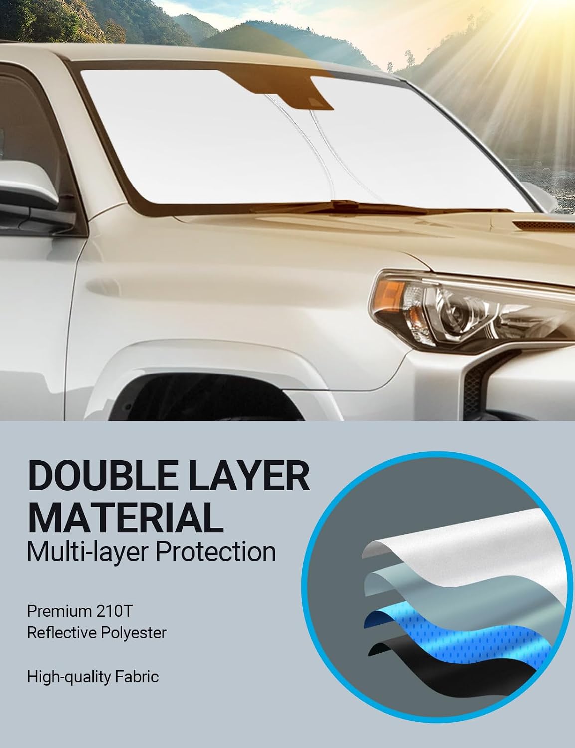 Proadsy Front Windshield Sun Shade Foldable Sunshade Protector Custom Fit 2023-2010 4Runner 4-Runner SUV, SR5 Trail Limited Accessories 2023 Upgrade