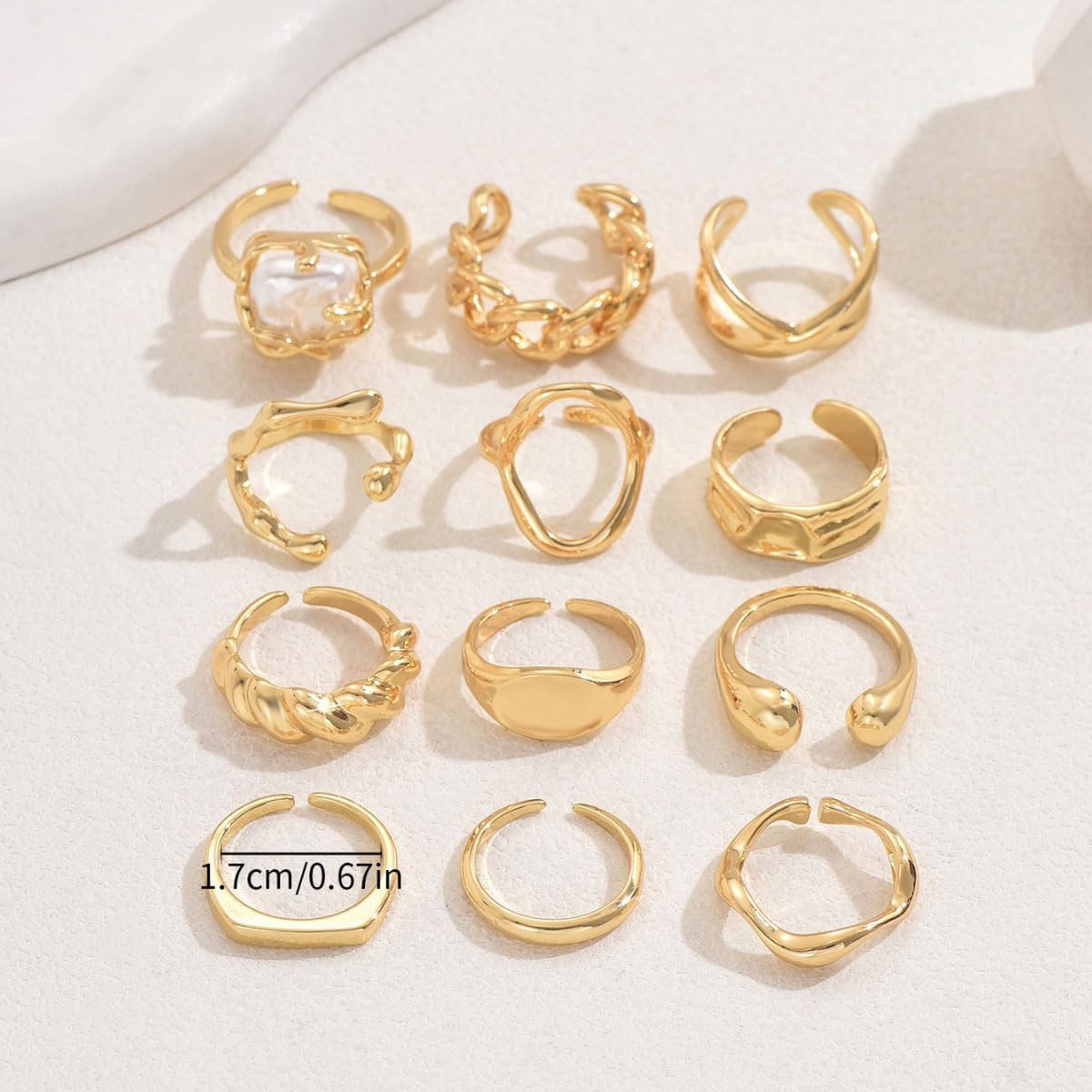 Chunky Gold Rings for Women Non Tarnish Silver Chunky Rings Set Adjustable Thick Statement Ring Gold Stackable Ring for Women Trendy Fashion Silver Jewelry - Image 5