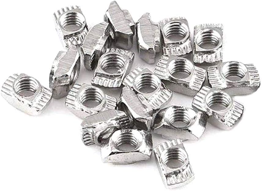 100Pcs 2020 Series M5 T-Nuts Carbon Steel Nickel-Plated Half Round Roll in Sliding T Slot Nut