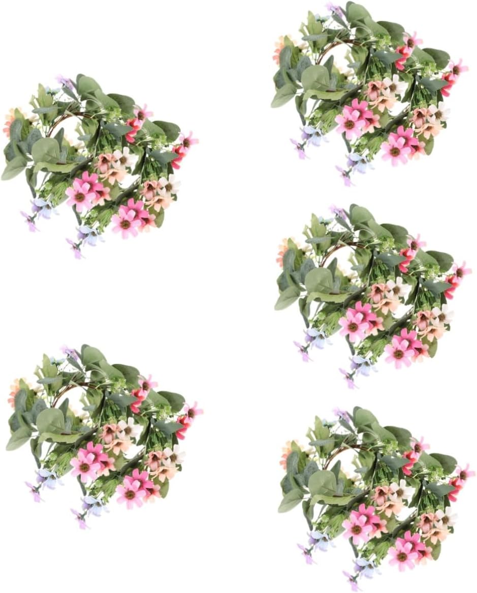 Alipis 10pcs Artificial Eucalyptus Leaf Candle Daisy Wreaths for Wedding and Table Centerpiece Decor Realistic Floral Design for Home and Holiday Celebrations