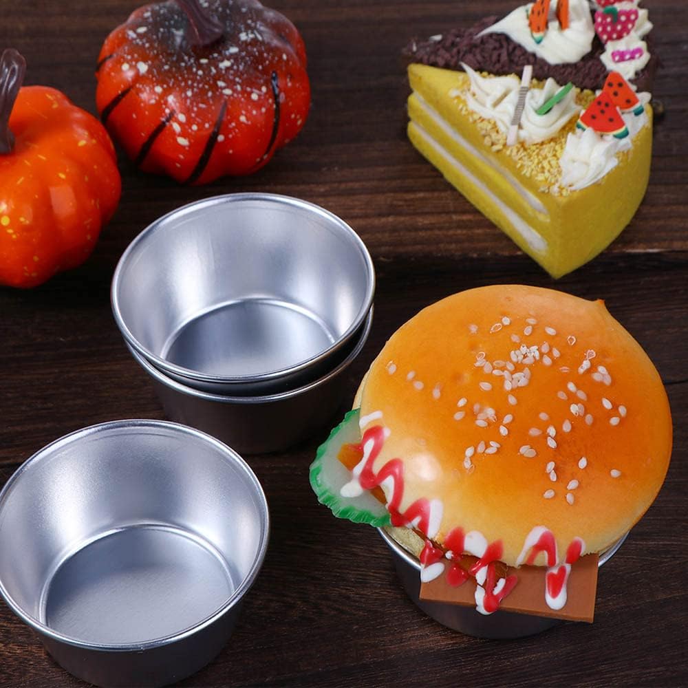 Vctitil 4PCS Non Stick Egg Tart Mold Pudding Mold Personal Mold Circular Carbon Steel Cup Muffin Cup Baking Tool