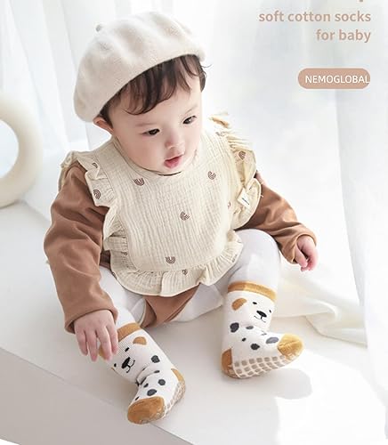 Miniatura 2 de Calcetines de bebé antideslizantes para niños pequeños, calcetines cálidos gruesos antideslizantes para niñas y niños recién nacidos, 5 pares
