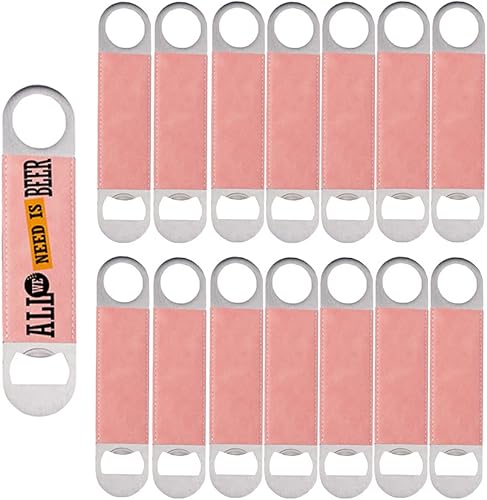 Miniatura 7 de imprintfavor Abrebotellas plano de acero inoxidable, paquete de 12 unidades de 2 pulgadas, resistente abridor de botellas de barman sellado de goma,