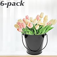 Vista 6 de Cubos de metal con asa, paquete de 6 cubos pequeños de hierro de 4.3 pulgadas, cubo de Pascua, soporte para lápices y macetas, soportes