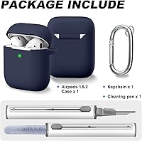 Vista 140 de Funda para AirPods Pro con kit de limpieza, funda de silicona suave para Apple AirPod Pro de 1ª/2ª generación, accesorios de funda AirPods Pro/Pro 2