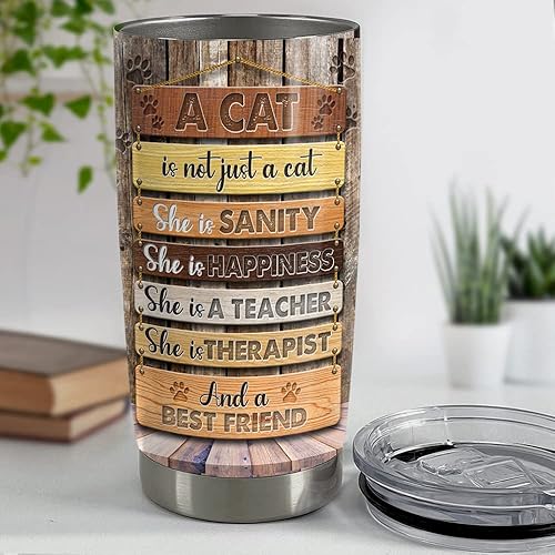 Miniatura 4 de SANDJEST Vaso de inspiración personalizado para gatos negros de 20 onzas 30 onzas con tapa regalo para mujeres niñas hijas hermanas madres amantes
