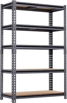 2400LBS Garage Storage Shelving Unit, Heavy Duty 5-Tier Adjustable Metal Shelves, Garage Organizer Storage Rack for Basement, Pantry, Closet, Kitchen, Warehouse 60" H x 28" W x 12" D