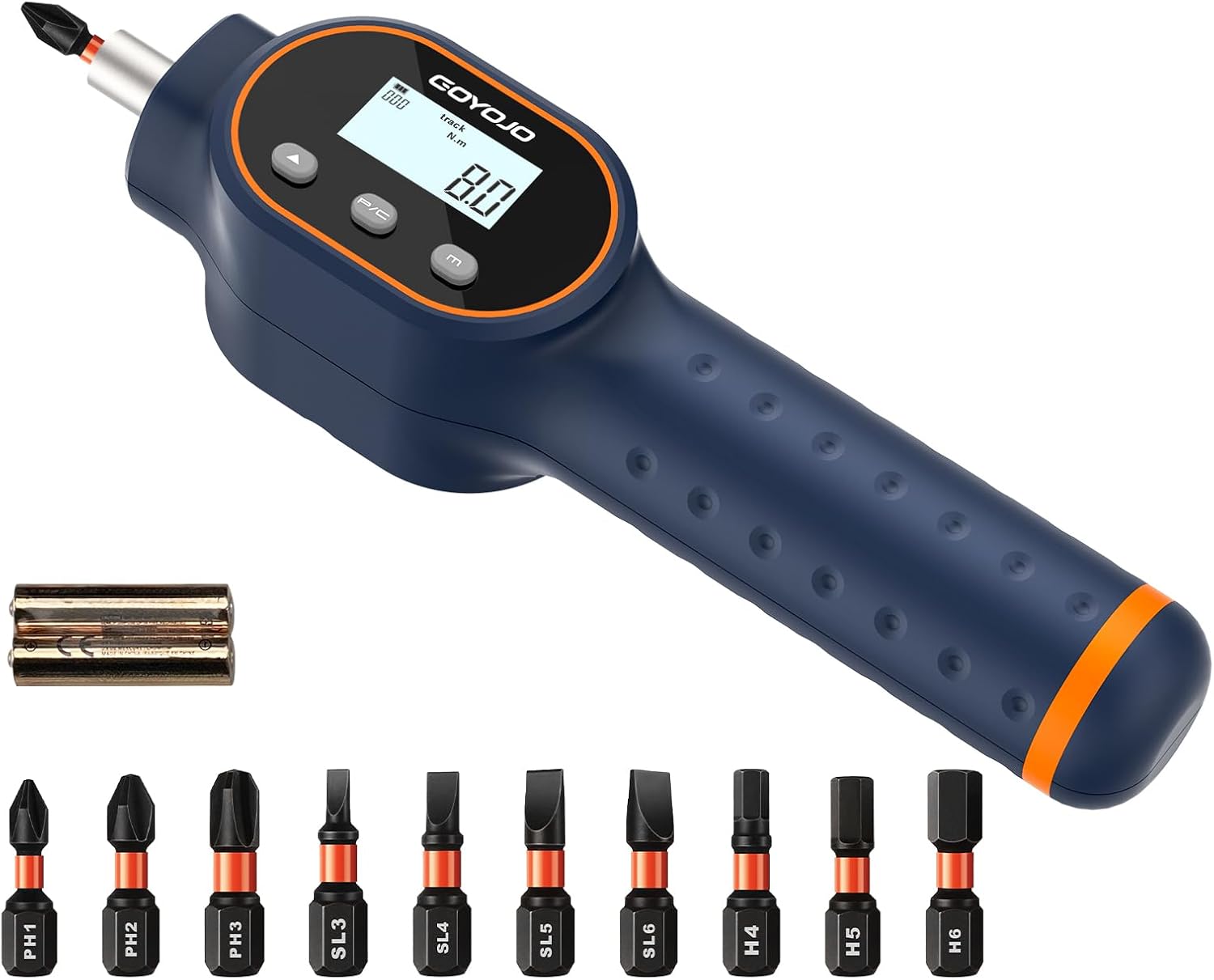 GOYOJO Digital Torque Screwdriver 7.08–70.8 in-lb / 0.8–8 Nm, 1/4" Adjustable Torque Screwdriver Set with Buzzer & Magnetic Bits, 999 Data Storage, for Gunsmithing, Electronics, and Mounting