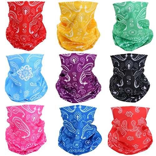 ACBungji 9PCS Multifunction Magic Motorcycle Outdoor Sport Seamless Colorful Tube Half Face Wrap Headband Scarf