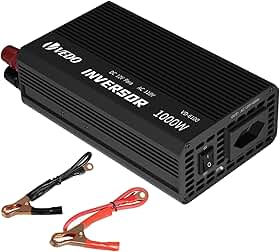 Inversor de Tensão Veicular 12V para 110V 1000W - Conversor de Energia Portátil com Onda Senoidal Modificada, Proteção Multicircuito e Saídas AC/DC para Carros, Barcos e Emergências