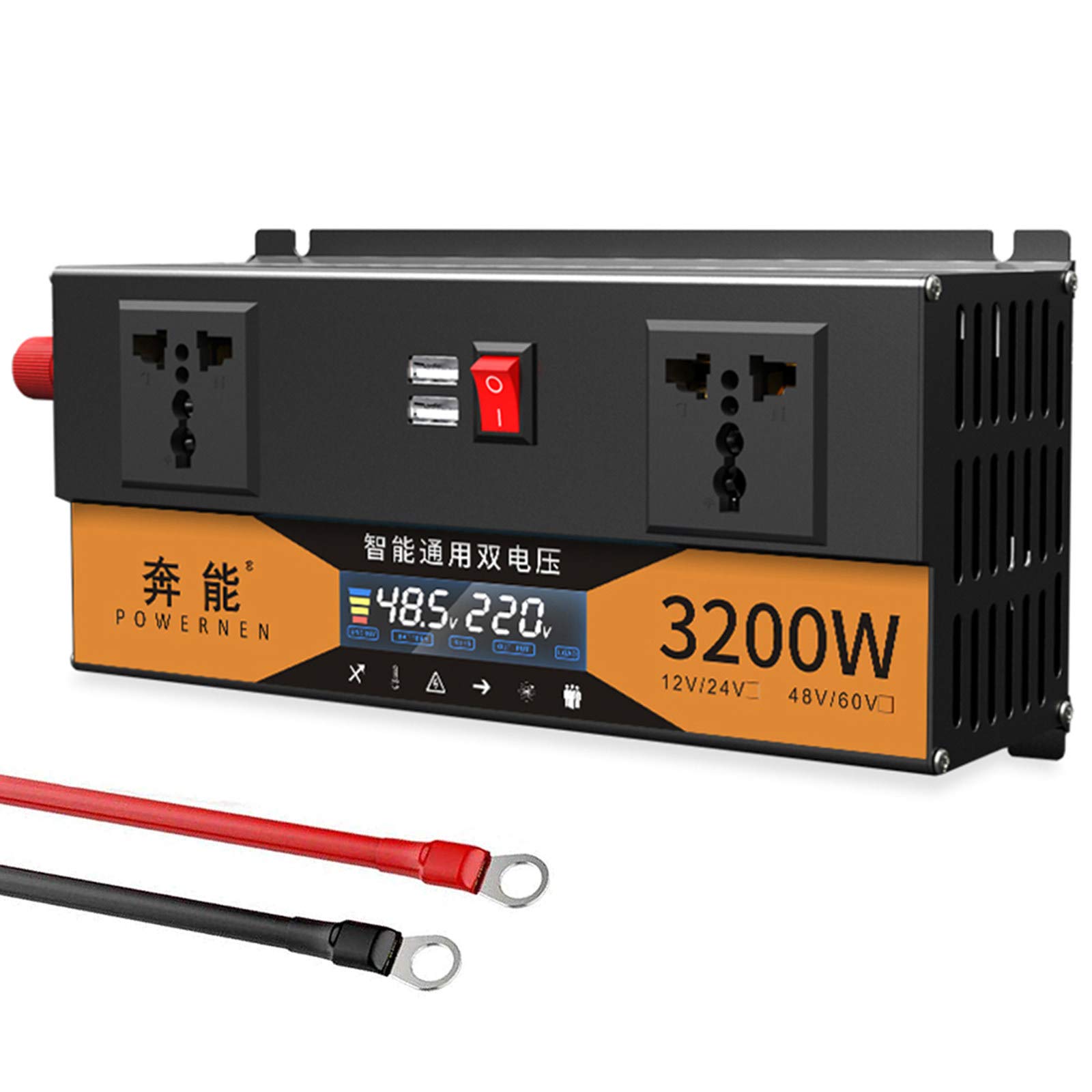 Buy 1600W/3200W Peak Dual Voltage Sine Wave Power Inverter DC 12V 24V